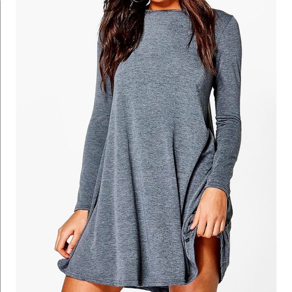 Boohoo Dresses & Skirts - Boohoo Long Sleeve swing dress / Grey